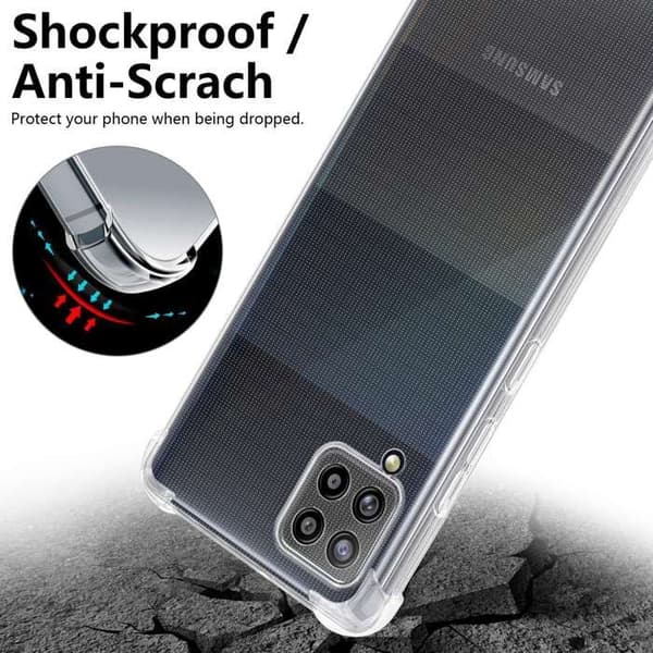 Transparent stötsäker silikonfodral för Samsung Galaxy A42 5G / M42 5G Vit