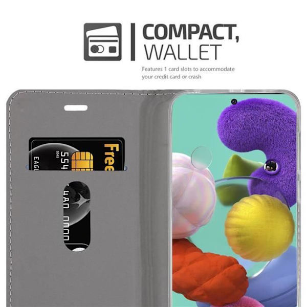 Coque - CADORABO - Samsung Galaxy A51 5G - Grå Svart - Simil läder - Ställfunktion MÖRKGRÅ