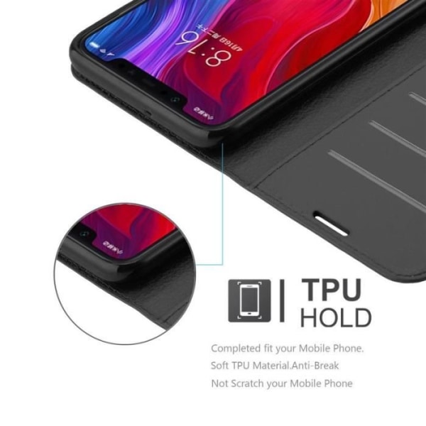 Cadorabo Fodral till Xiaomi Mi 8 - i Svart - Bokfodral med magnetisk stängning, stativfunktion och kortplats -