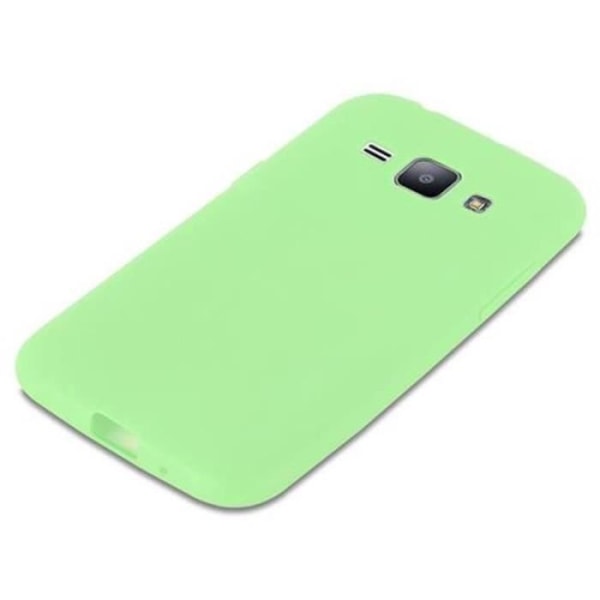 Samsung Galaxy J1 2015 (5) Fodral CANDY PASTELL GREEN Cadorabo DESIGN CANDY Cover TPU Silikonskydd Fodral Cover Ultra Slim Bumper