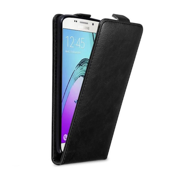 Coque - CADORABO - Samsung Galaxy A5 2016 - Kol svart - Syntetiskt läder - Elegant och hållbart KOLSVART