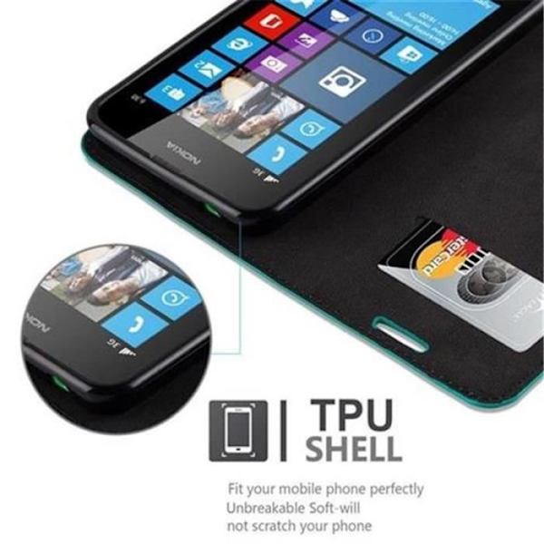 Cadorabo Nokia Lumia 630 / 635 Fodral TURKOS Osynlig MAGNETISK STÄNGNING Fodral Fodral Stöder Stand Card Slot