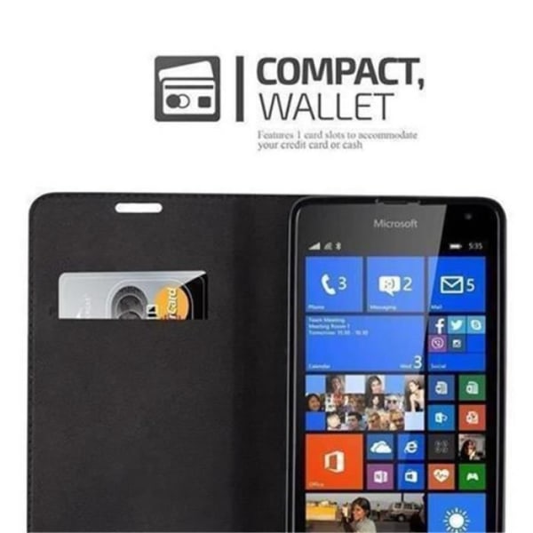 Nokia Lumia 535 Fodral i KAFFEBRUN från Cadorabo (INVISIBLE MAGNETIC CLOSURE Design) Helt skyddande fodral med flip flik