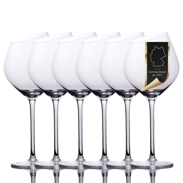Set med 6 röda vinglas 470 ml - modern kant, diskmaskinssäker Vit