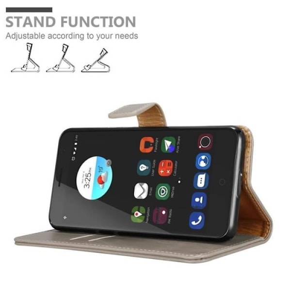 Fodral - CADORABO - ZTE Blade V7 - Brun konstläder - Stativfunktion - Magnetisk kastanj