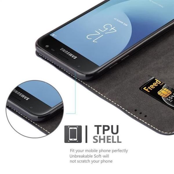 Coque plånbok - CADORABO - Galaxy J7 2017 - Syntetiskt läder - Brun - Osynlig magnetstängning kastanj