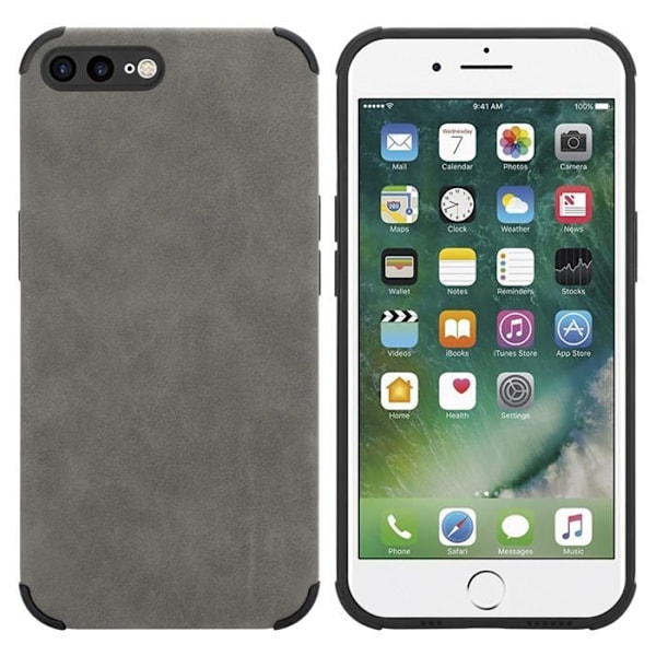 Coque för Apple iPhone 7 PLUS / 7S PLUS / 8 PLUS Etui i Grå Sand Fodral Skydd Case i Elegant TPU Silikon och Konstläder Grå