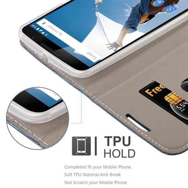Skyddsfodral för Lenovo (Motorola) NEXUS 6 - CADORABO - Design i väv - Konstläder - Mörkblå Mörkblå