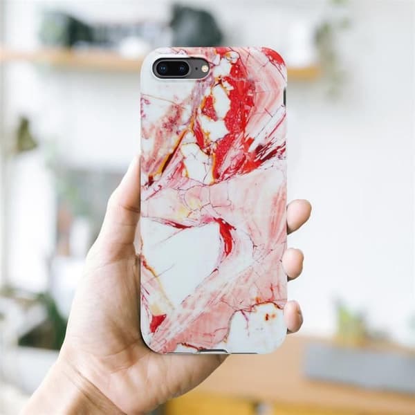 Skal för iPhone 7 PLUS / 7S PLUS / 8 PLUS i Rosa Marmor Nr. 20 Skyddsetui Ros