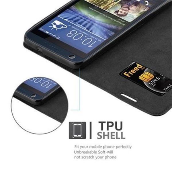 HTC Desire 626G-fodral i NATTSVART från Cadorabo (design med OVISLIG MAGNETISK STÄNGNING) Helt skyddsfodral med flipskydd