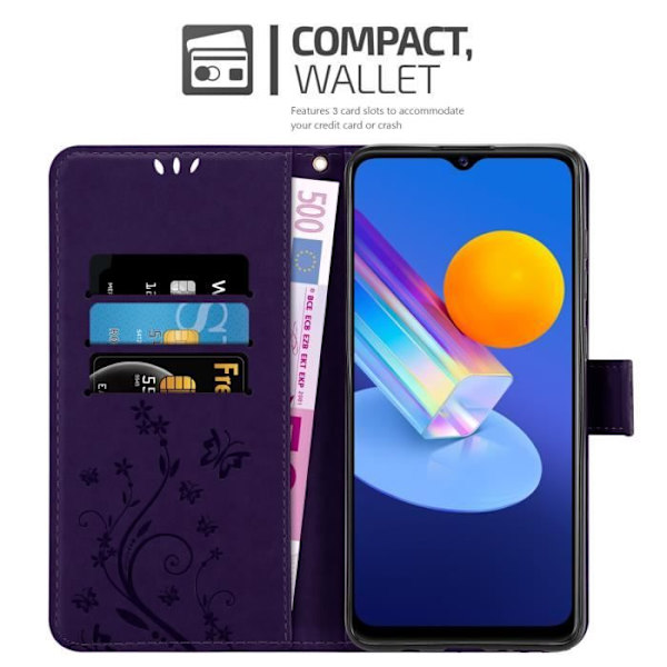 Coque för Vivo Y52 5G / Y72 5G - CADORABO - Floral Fodral - Syntetläder - Plånbok - Stödskydd Mörklila blommig