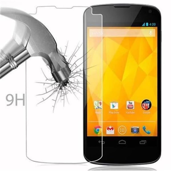 Cadorabo härdat glas LG GOOGLE NEXUS 4 skärmskyddsfilm härdat skydd för display TRANSPARENT Transparent