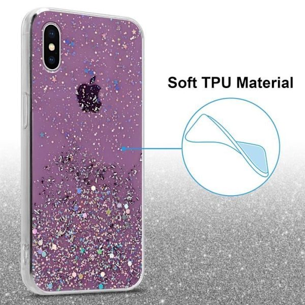 Fodral för Apple iPhone XS MAX i lila med glitter Cadorabo-skal Flexibelt TPU-silikonskydd