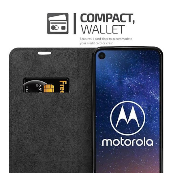 Coque för Motorola ONE VISION - CADORABO - Svart Natt - Bookcase - Silikon TPU - Magnetstängning NATTSVART