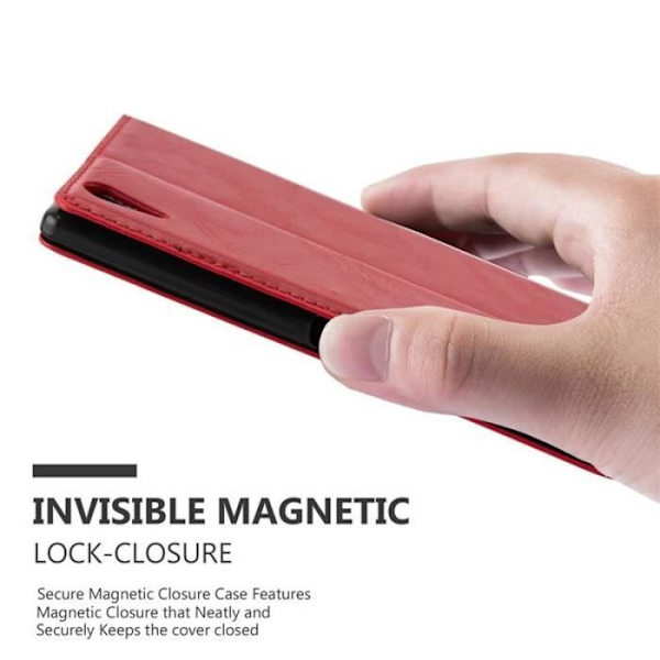 Sony Xperia T3 fodral i APPLE RED från Cadorabo (INVISIBLE MAGNETIC CLOSURE Design) Helt skyddande fodral med flip flik