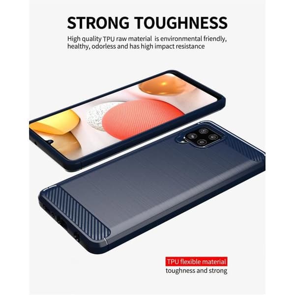 Skyddsfodral för Samsung Galaxy A42 4G BORSTAD BLÅ Kolfiberdesign Blå