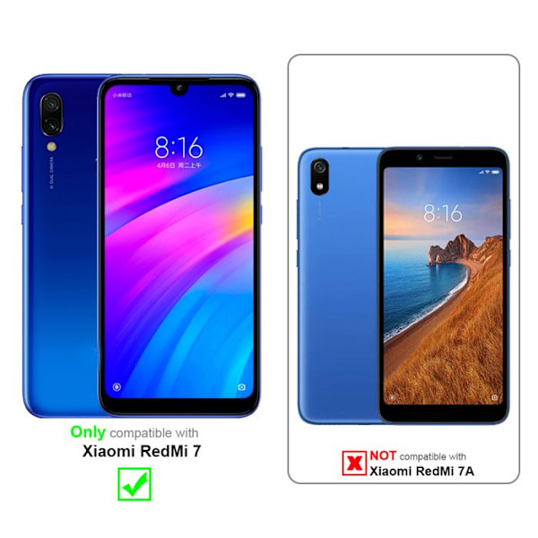 3x Härdat skyddsglas för Xiaomi RedMi 7 Skärmskydd i HÖG TRANSPARENS härdat glas Vit