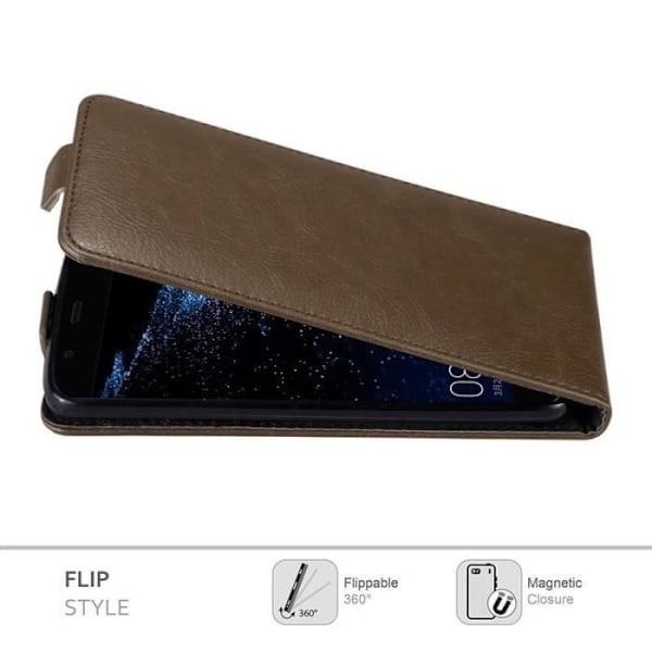 Flipfodral - CADORABO - Huawei P10 PLUS - Läderimitation - Brun - Magnetstängning kastanj