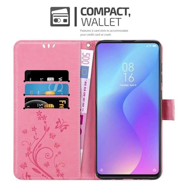 Cadorabo Fodral till Xiaomi Mi 9T / Mi 9T PRO / RedMi K20 / RedMi K20 PRO i ROSA BLOMMA Skyddsfodral Floral Rosa blommig
