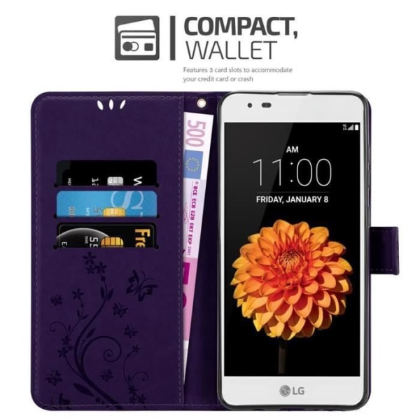 Fodral till LG K7 2016 i DARK LILAC FLORAL Cadorabo Cover Protection Floral