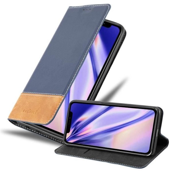 Skydd för iPhone 11 - CADORABO - BLÅ BRUN - Syntetiskt läder - Magnetisk stängning - Ställfunktion BLÅ BRUN