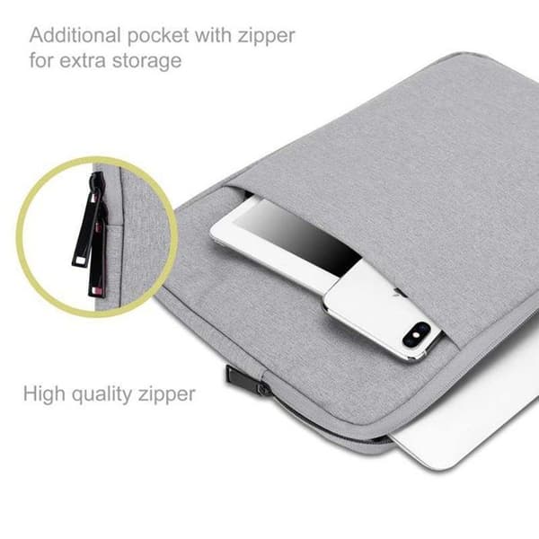 Skyddsväska i tyg med sammetfoder för bärbar dator och surfplatta 15,6 tum i GRÅTT