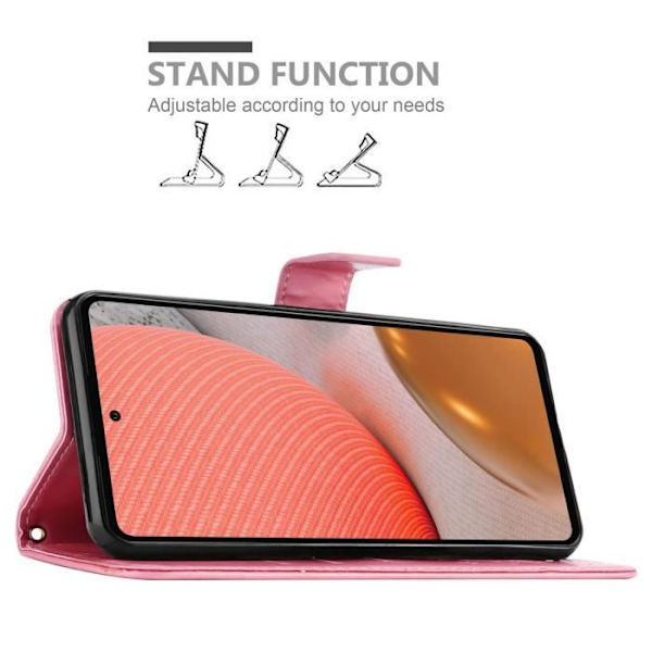 Etui för Samsung Galaxy A72 - CADORABO - ROSA FLEUR - Syntetiskt läder - Ställfunktion - Kortfickor ROSENFLORTLAR