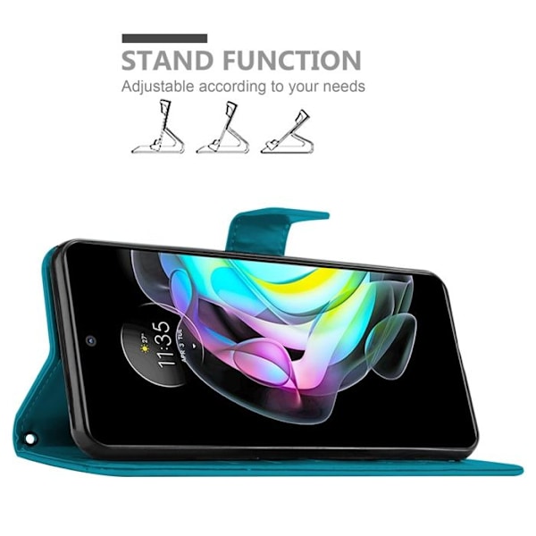 Skyddshölje för Motorola EDGE 20 Blå Blommig Plånboksfodral Täcka Skydd Blommig Portfölj Wallet Blå
