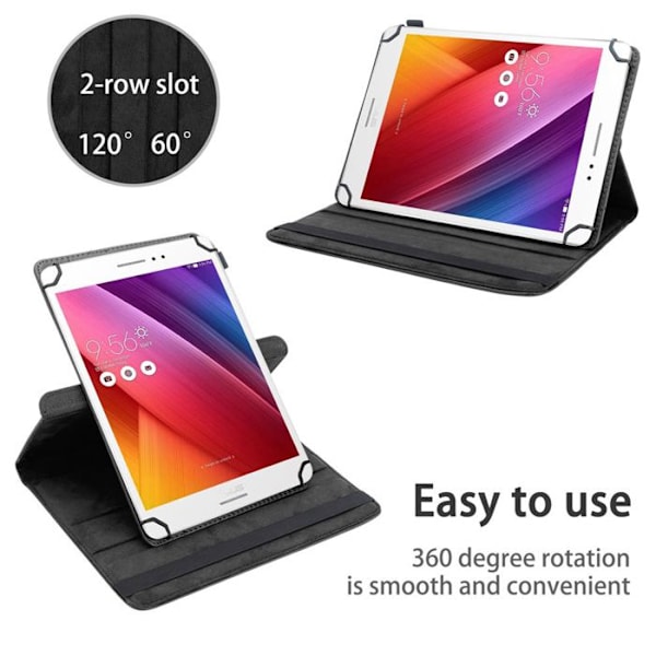 Plånboksfodral för Asus ZenPad S (8.0 tum) i SVART - Högkvalitativt läderfodral med 360 graders skydd. Svart