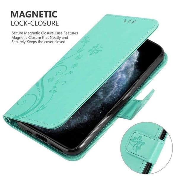 Fodral med lock för iPhone 11 Turkos Blommig Skydd Design Blommig Plånbok Blå