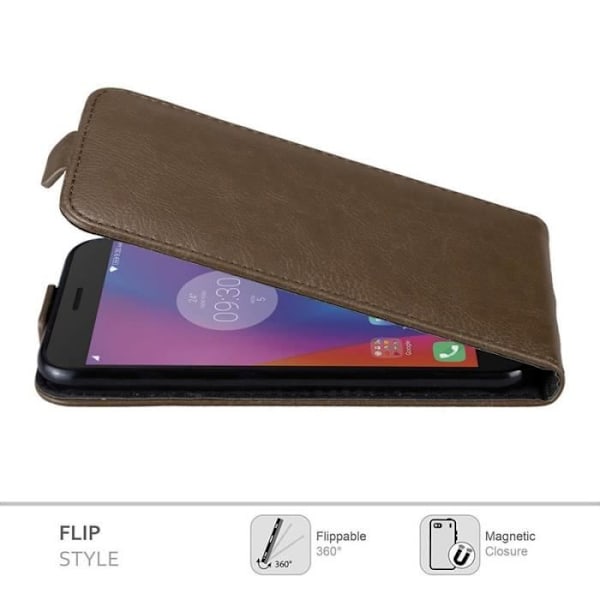 Coque - CADORABO - Lenovo K6 / K6 POWER - Syntetiskt läder - Brun - Magnetisk stängning kastanj