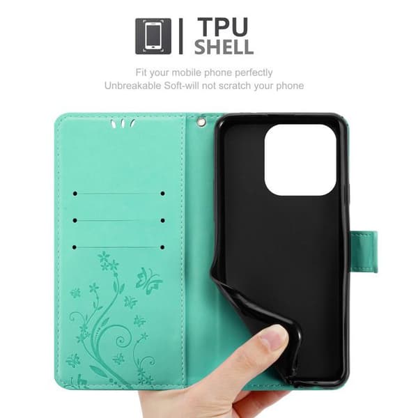 Fodral med lock för Honor X6b Etui i TURKOS BLOMMÖNSTER Skydd Design Blommig Plånbok Blå