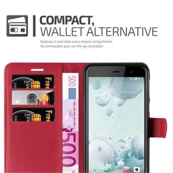 Coque - Cadorabo - HTC U PLAY - Röd - Syntetiskt läder - Ställfunktion Röd