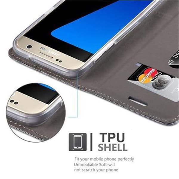 Skyddsfodral för Samsung Galaxy S7 i LJUST GRÅ BRUN Stötskyddande Etui Grå