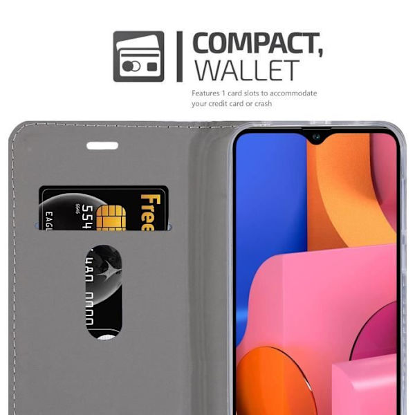 Étui för Samsung Galaxy A20s - CADORABO - Grå Svart - Konstläder - Magnetstängning - Ställfunktion MÖRKGRÅ