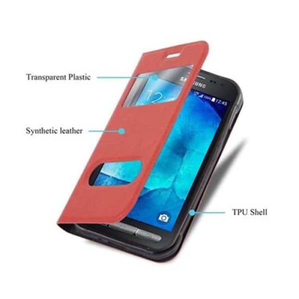 Samsung Galaxy XCover 3-fodral i SAFFRANSRÖTT från Cadorabo (Design VIEW) Helt skyddsfodral med flipskydd, stativ ROUGE SAFRAN