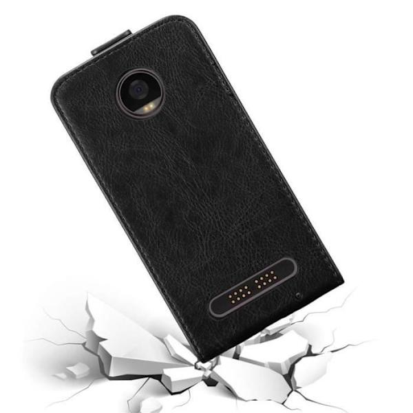 Coque - CADORABO - MOTO Z2 PLAY - Syntetiskt läder - Magnetisk stängning - Komplett skydd Svart