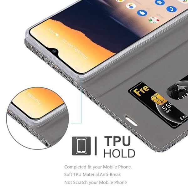 Etui för Nokia 2.3 - CADORABO - Book Style-fodral - Syntetläder - Grå Svart - Magnetstängning MÖRKGRÅ