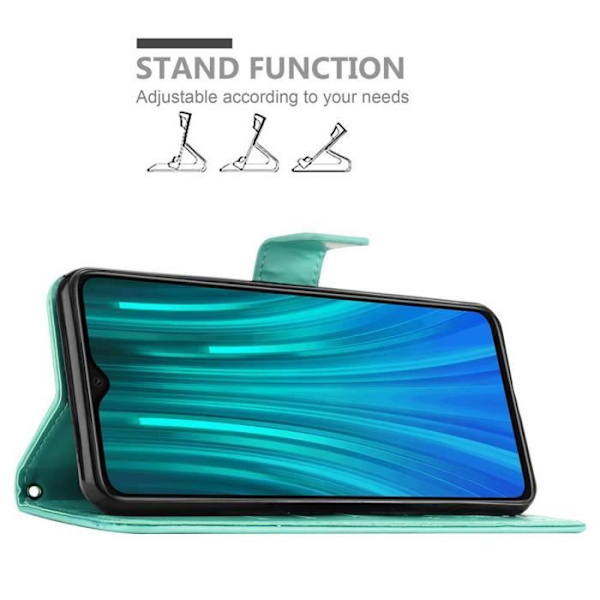 Fodral till Xiaomi RedMi NOTE 8 PRO i TURKOS BLOMMA Cadorabo Cover Protection Floral Turkos