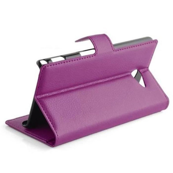 Cadorabo Sony Xperia M2 VIOLET Fodral Cover Fullt skydd Magnetlås (stöder stativ och kortplats)