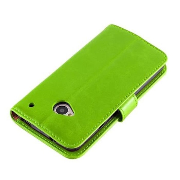 Fodral till HTC ONE M7 i PRE GREEN by Cadorabo (LYXdesign) Fullt skyddsfodral med flipskydd och horisontellt stativ
