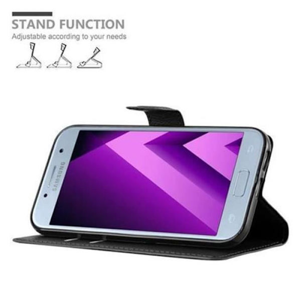 Cadorabo Fodral Samsung Galaxy A3 2017 SVART Fodral Fodral Fullt skydd Magnetlås Stöder Stand Card Slot