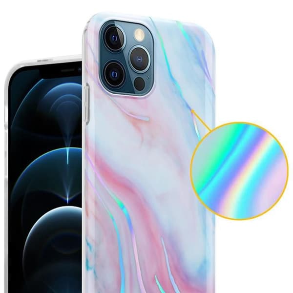 iPhone 12 PRO MAX-fodral i vit rosa marmor nr 15 skyddsetui Vit
