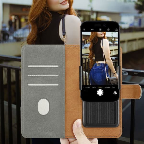 Etui för iPhone 17 AIR Fodral i GRÅ Skydd Plånbok Grå