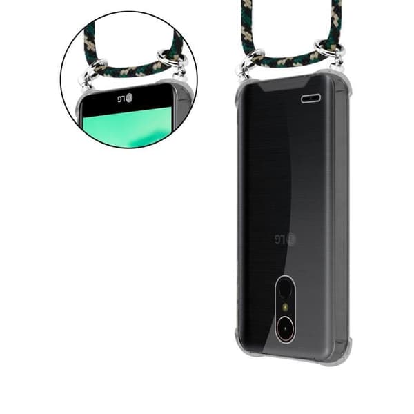Fodral för LG K10 2017 med kamouflage och justerbar rem brun