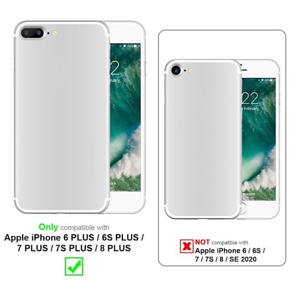Skydd för Apple iPhone 6 PLUS / 6S PLUS / 7 PLUS / 7S PLUS / 8 PLUS Fodral i Frostig Röd - Svarta Knappar Case Etui Cover Vit
