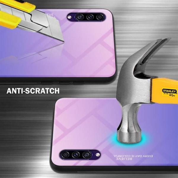 Coque - CADORABO - A50 4G / A50s / A30s - Tve färgers skydd - TPU - Halkfri ROSA - BLÅ