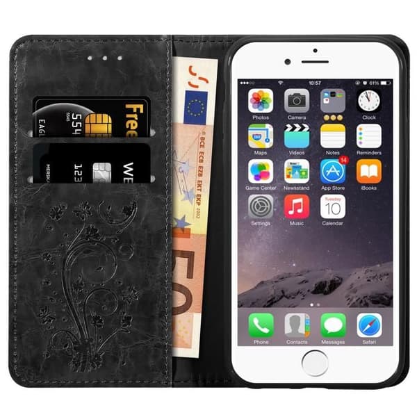 Etui för iPhone 6 PLUS / 6S PLUS Fodral med flip i svart Plånboks skydd Svart