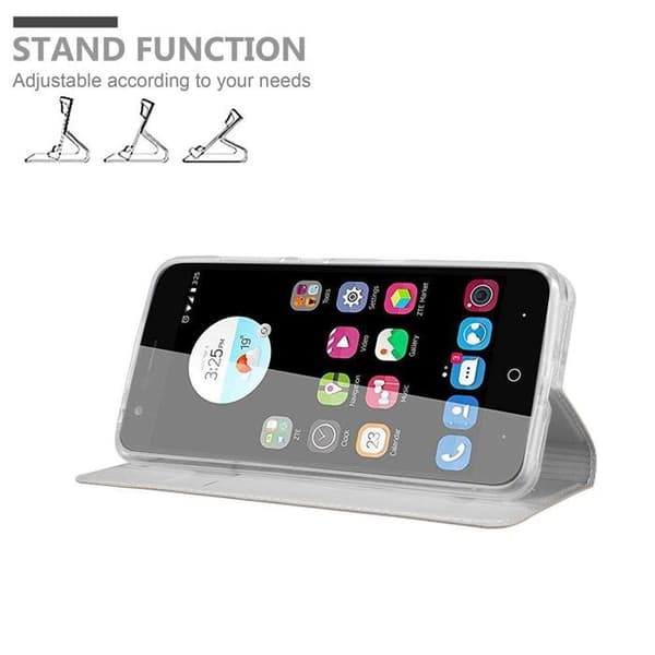 Flip-fodral för ZTE Blade V8 Etui i KLASSISK SILVER Plånbok Stötsäker Grå