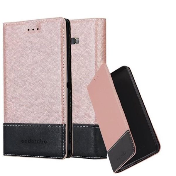 Plånboksfodral - CADORABO - Galaxy A7 2015 - Läderimitation - Magnetisk stängning - Kortfack Svart